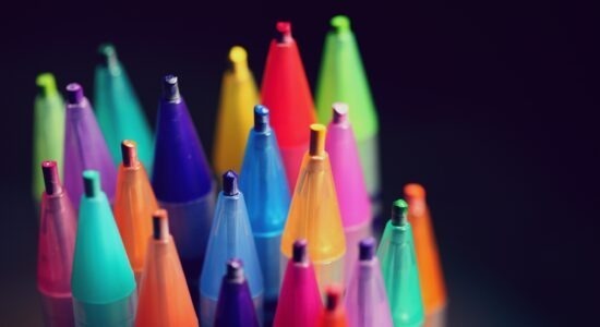 Brightly coloured pencil tips