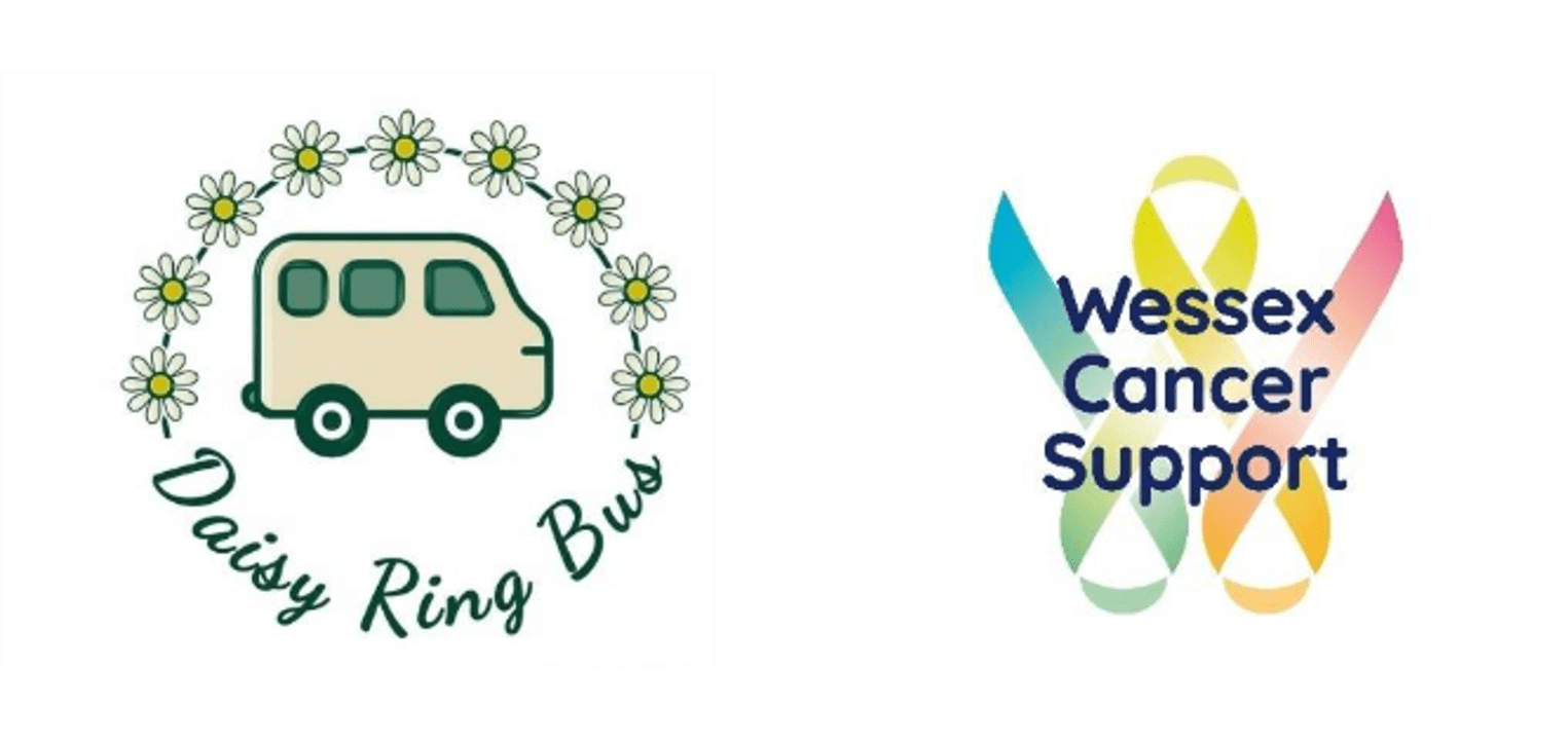 Image of Daisy Ring Bus logo and Wessex Cancer Support logo