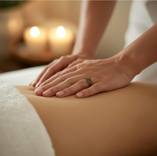 Hands massaging back therapy